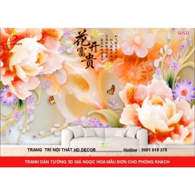 TRANH DÁN TƯỜNG GIẢ NGỌC HOA MẪU ĐƠN GIÁ RẺ 