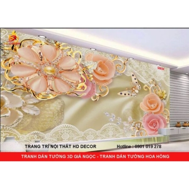 TRANH DÁN TƯỜNG GIẢ NGỌC - TRANH DÁN TƯỜNG HOA HỒNG 