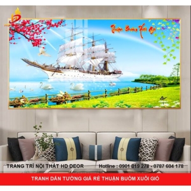 TRANH DÁN TƯỜNG GIÁ RẺ THUẬN BUỒM XUÔI GIÓ 