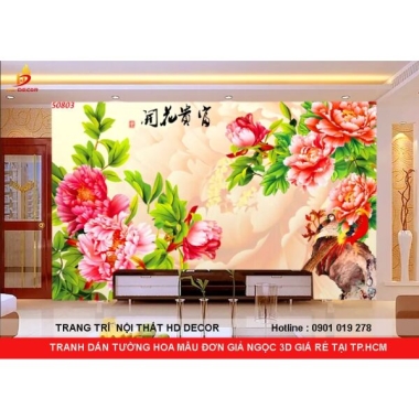 TRANH DÁN TƯỜNG HOA MẪU ĐƠN GIẢ NGỌC 3D GIÁ RẺ TẠI TP.HCM