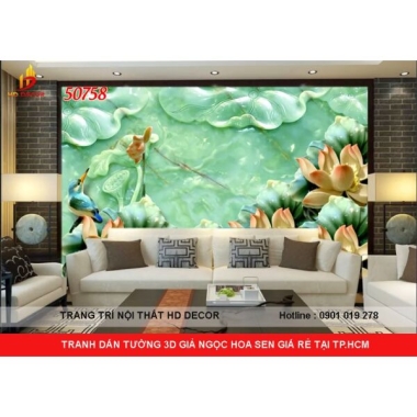 TRANH DÁN TƯỜNG HOA SEN GIẢ  NGỌC GIÁ RẺ 
