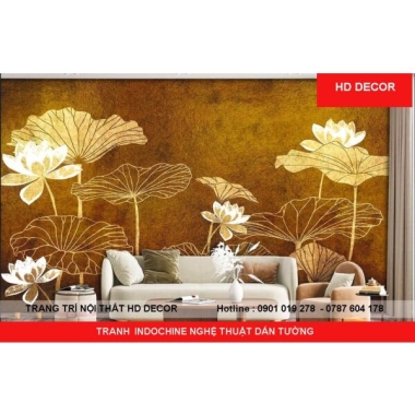 TRANH DÁN TƯỜNG HOA SEN INDOCHINE GIÁ RẺ 