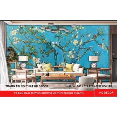 TRANH DÁN TƯỜNG INDOCHINE CHO PHÒNG KHÁCH 