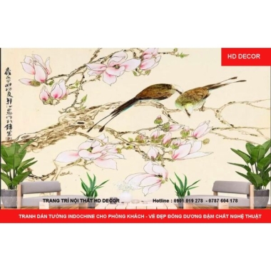 TRANH DÁN TƯỜNG INDOCHINE  PHÒNG KHÁCH - VẺ ĐẸP ĐÔNG DƯƠNG ĐẬM CHẤT NGHỆ THUẬT