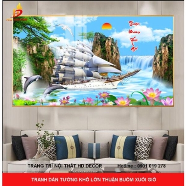 TRANH DÁN TƯỜNG KHỔ LỚN THUẬN BUỒM XUÔI GIÓ 