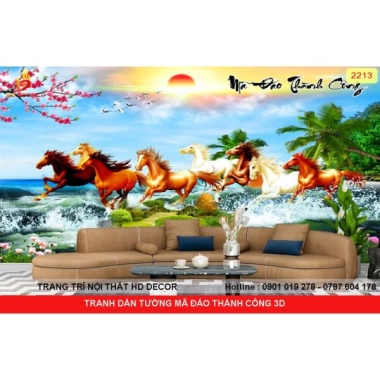 TRANH DÁN TƯỜNG MÃ ĐÁO THÀNH CÔNG 3D