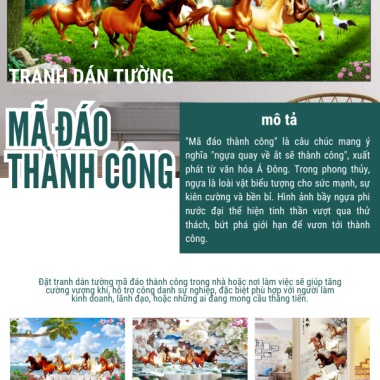 TRANH DÁN TƯỜNG MÃ ĐÁO THÀNH CÔNG -  BIỂU TƯỢNG PHONG THỦY MANG LẠI MAY MẮN 