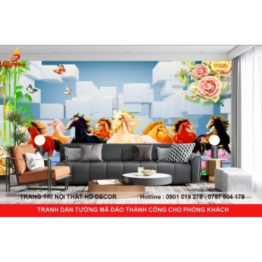 TRANH DÁN TƯỜNG MÃ ĐÁO THÀNH CÔNG CHO PHÒNG KHÁCH 