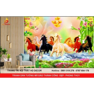 TRANH DÁN TƯỜNG MÃ ĐÁO THÀNH CÔNG  ĐẸP - PHONG THỦY 