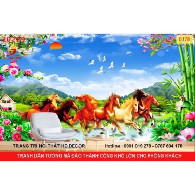 TRANH DÁN TƯỜNG MÃ ĐÁO THÀNH CÔNG KHỔ LỚN DÁN TƯỜNG PHÒNG KHÁCH 