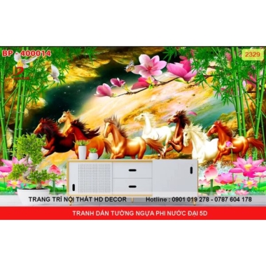 TRANH DÁN TƯỜNG NGỰA PHI NƯỚC ĐẠI 5D