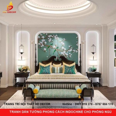 TRANH DÁN TƯỜNG PHONG CÁCH INDOCHINE CHO PHÒNG NGỦ 