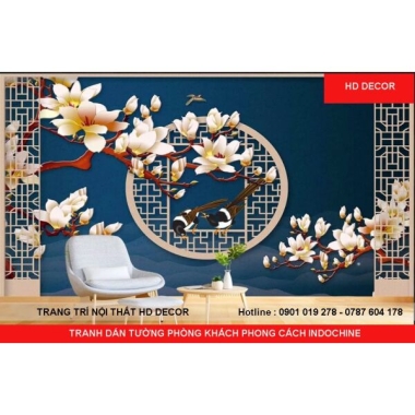 TRANH DÁN TƯỜNG PHÒNG KHÁCH PHONG CÁCH INDOCHINE 