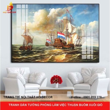 TRANH DÁN TƯỜNG PHÒNG LÀM VIỆC THUẬN BUỒM XUÔI GIÓ 