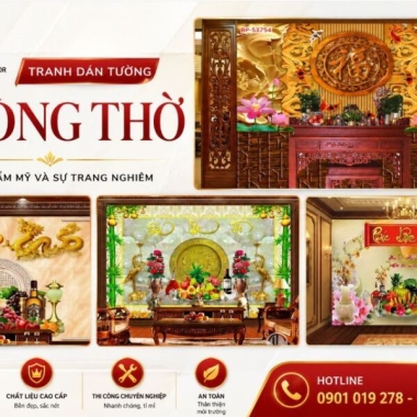 TRANH DÁN TƯỜNG PHÒNG THỜ - TẠO KHÔNG GIAN TÂM LINH TRANG NGHIÊM THANH TỊNH 