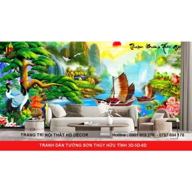 TRANH DÁN TƯỜNG SƠN THỦY HỮU TÌNH 3D- 5D-8D  TRANH DÁN TƯỜNG SƠN THỦY HỮU TÌNH 3D- 5D-8D