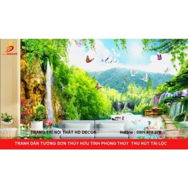TRANH DÁN TƯỜNG SƠN THỦY HỬU TÌNH PHONG THỦY THU HÚT TÀI LỘC  TRANH DÁN TƯỜNG SƠN THỦY HỬU TÌNH PHONG THỦY THU HÚT TÀI LỘC