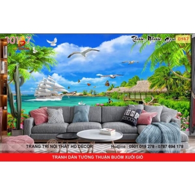 TRANH DÁN TƯỜNG THUẬN BUỒM XUÔI GIÓ 