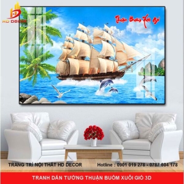 TRANH DÁN TƯỜNG THUẬN BUỒM XUÔI GIÓ 3D