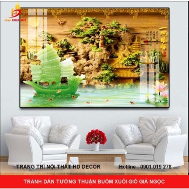 TRANH DÁN TƯỜNG THUẬN BUỒM XUÔI GIÓ GIẢ NGỌC