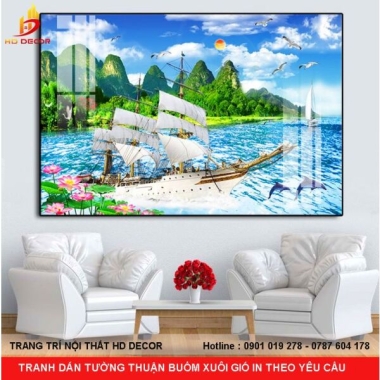 TRANH DÁN TƯỜNG THUẬN BUỒM XUÔI GIÓ IN THEO YÊU CẦU 