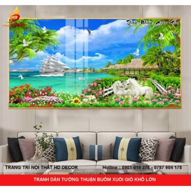 TRANH DÁN TƯỜNG THUẬN BUỒM XUÔI GIÓ KHỔ LỚN