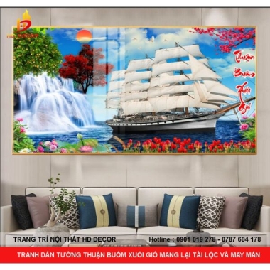 TRANH DÁN TƯỜNG THUẬN BUỒM XUÔI GIÓ MANG LẠI TÀI LỘC VÀ MAY MẮN 
