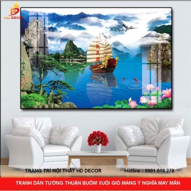 TRANH DÁN TƯỜNG THUẬN BUỒM XUÔI GIÓ MANG Ý NGHĨA MAY MẮN