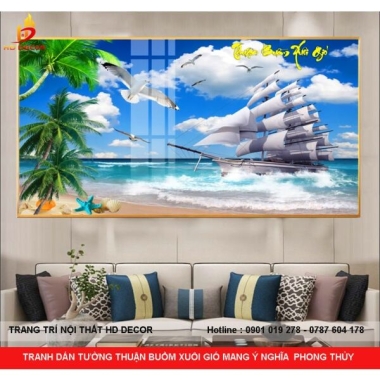 TRANH DÁN TƯỜNG THUẬN BUỒM XUÔI GIÓ MANG Ý NGHĨA  PHONG THỦY