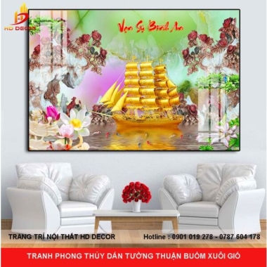 TRANH PHONG THỦY DÁN TƯỜNG THUẬN BUỒM XUÔI GIÓ 