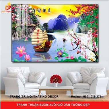 TRANH THUẬN BUỒM XUÔI GIÓ DÁN TƯỜNG ĐẸP 