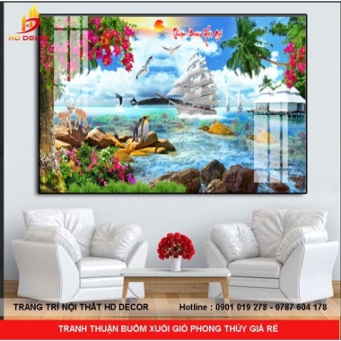 TRANH THUẬN BUỒM XUÔI GIÓ PHONG THỦY GIÁ RẺ 