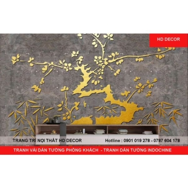 TRANH VẢI DÁN TƯỜNG PHÒNG KHÁCH - TRANH VẢI DÁN TƯỜNG INDOCHINE 