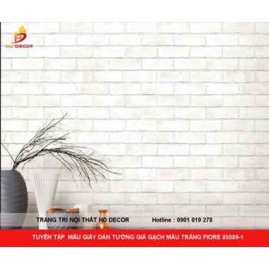 TUYỂN TẬP  MẪU GIẤY DÁN TƯỜNG GIẢ GẠCH MÀU TRẮNG FIORE 85089-1 