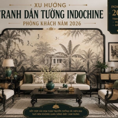 XU HƯỚNG TRANH DÁN TƯỜNG INDOCHINE PHÒNG KHÁCH NĂM 2026 