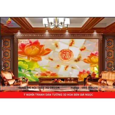 Ý NGHĨA TRANH DÁN TƯỜNG 3D HOA SEN GIẢ NGỌC 
